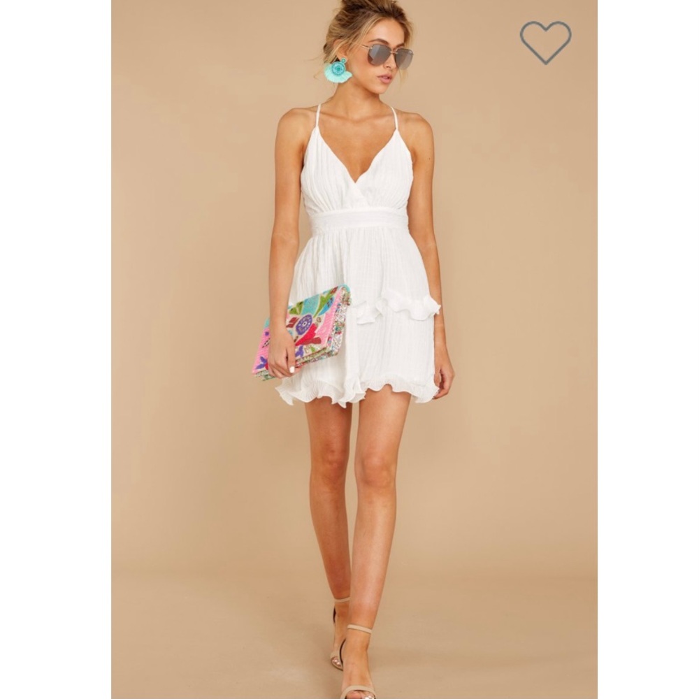 White Ruffle Crepe Dress - Picture 4 of 11